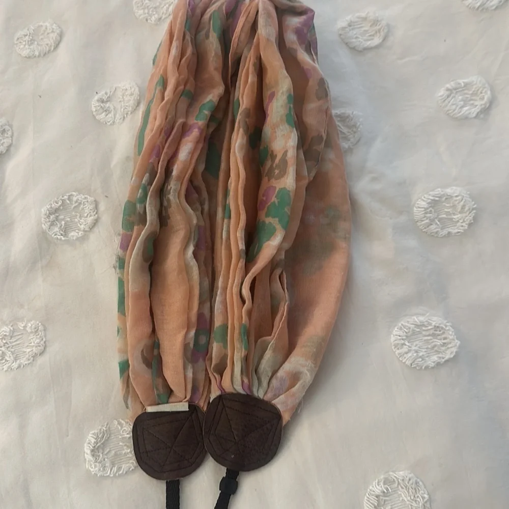 Pink floral camera strap scarf